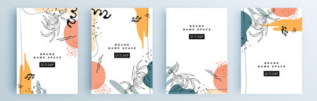 Modern abstract covers set, minimal covers design. Colorful geometric background, vector illustration.のイラスト素材