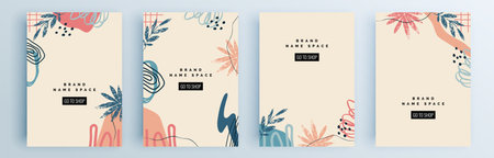 Modern abstract covers set, minimal covers design. Colorful geometric background, vector illustration.のイラスト素材