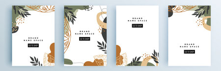 Modern abstract covers set, minimal covers design. Colorful geometric background, vector illustration.のイラスト素材