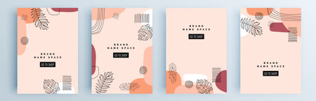 Modern abstract covers set, minimal covers design. Colorful geometric background, vector illustration.のイラスト素材