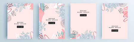 Modern abstract covers set, minimal covers design. Colorful geometric background, vector illustration.のイラスト素材