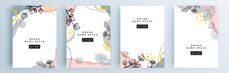 Modern abstract covers set, minimal covers design. Colorful geometric background, vector illustration.のイラスト素材