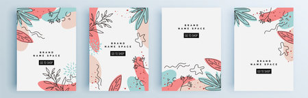 Modern abstract covers set, minimal covers design. Colorful geometric background, vector illustration.のイラスト素材