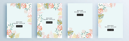 Modern abstract covers set, minimal covers design. Colorful geometric background, vector illustration.のイラスト素材