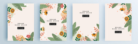 Modern abstract covers set, minimal covers design. Colorful geometric background, vector illustration.のイラスト素材