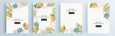 Modern abstract covers set, minimal covers design. Colorful geometric background, vector illustration.のイラスト素材