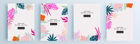 Modern abstract covers set, minimal covers design. Colorful geometric background, vector illustration.のイラスト素材