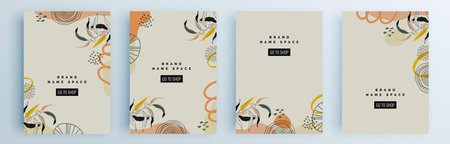 Modern abstract covers set, minimal covers design. Colorful geometric background, vector illustration.のイラスト素材