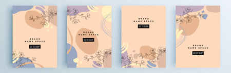 Modern abstract covers set, minimal covers design. Colorful geometric background, vector illustration.のイラスト素材