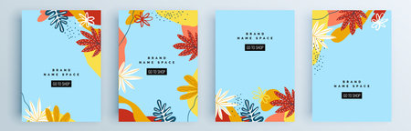 Modern abstract covers set, minimal covers design. Colorful geometric background, vector illustration.のイラスト素材