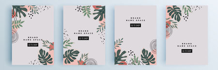 Modern abstract covers set, minimal covers design. Colorful geometric background, vector illustration.のイラスト素材