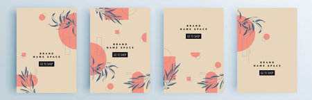 Modern abstract covers set, minimal covers design. Colorful geometric background, vector illustration.のイラスト素材