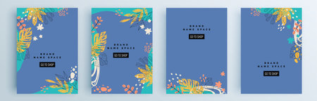 Modern abstract covers set, minimal covers design. Colorful geometric background, vector illustration.のイラスト素材