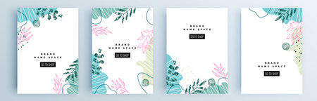 Modern abstract covers set, minimal covers design. Colorful geometric background, vector illustration.のイラスト素材
