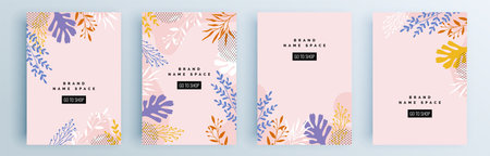 Modern abstract covers set, minimal covers design. Colorful geometric background, vector illustration.のイラスト素材