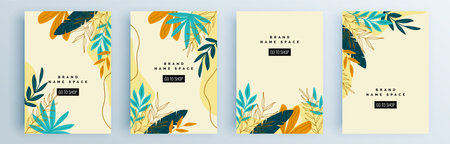 Modern abstract covers set, minimal covers design. Colorful geometric background, vector illustration.のイラスト素材