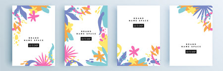 Modern abstract covers set, minimal covers design. Colorful geometric background, vector illustration.のイラスト素材