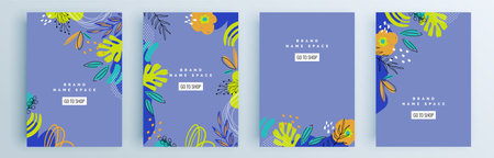 Modern abstract covers set, minimal covers design. Colorful geometric background, vector illustration.のイラスト素材