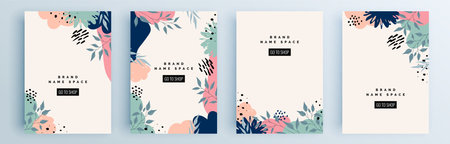 Modern abstract covers set, minimal covers design. Colorful geometric background, vector illustration.のイラスト素材