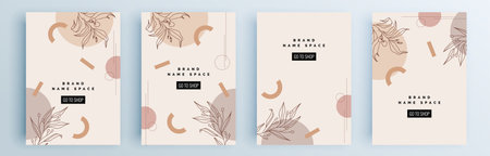 Modern abstract covers set, minimal covers design. Colorful geometric background, vector illustration.のイラスト素材