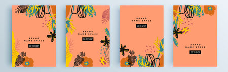 Modern abstract covers set, minimal covers design. Colorful geometric background, vector illustration.のイラスト素材