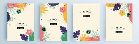 Modern abstract covers set, minimal covers design. Colorful geometric background, vector illustration.のイラスト素材