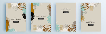 Modern abstract covers set, minimal covers design. Colorful geometric background, vector illustration.のイラスト素材