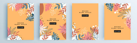 Modern abstract covers set, minimal covers design. Colorful geometric background, vector illustration.のイラスト素材