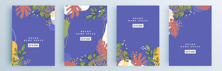 Modern abstract covers set, minimal covers design. Colorful geometric background, vector illustration.のイラスト素材