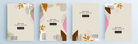 Modern abstract covers set, minimal covers design. Colorful geometric background, vector illustration.のイラスト素材