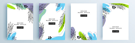 Modern abstract covers set, minimal covers design. Colorful geometric background, vector illustration.のイラスト素材
