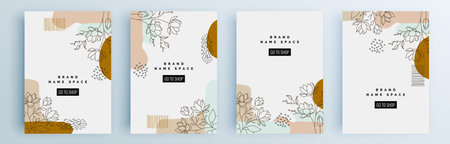 Modern abstract covers set, minimal covers design. Colorful geometric background, vector illustration.のイラスト素材