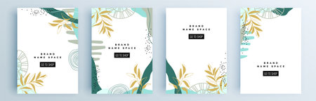 Modern abstract covers set, minimal covers design. Colorful geometric background, vector illustration.のイラスト素材