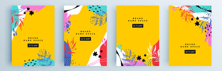 Modern abstract covers set, minimal covers design. Colorful geometric background, vector illustration.のイラスト素材