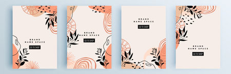 Modern abstract covers set, minimal covers design. Colorful geometric background, vector illustration.のイラスト素材