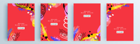 Modern abstract covers set, minimal covers design. Colorful geometric background, vector illustration.のイラスト素材