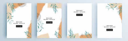 Modern abstract covers set, minimal covers design. Colorful geometric background, vector illustration.のイラスト素材