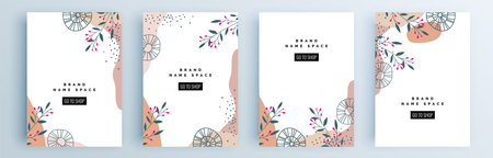 Modern abstract covers set, minimal covers design. Colorful geometric background, vector illustration.のイラスト素材