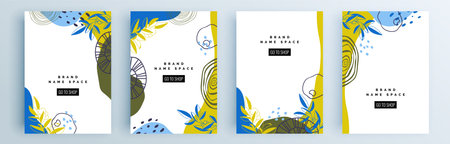 Modern abstract covers set, minimal covers design. Colorful geometric background, vector illustration.のイラスト素材
