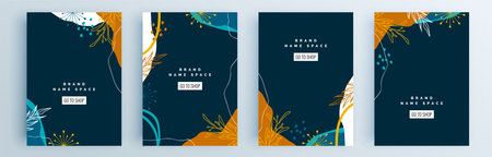 Modern abstract covers set, minimal covers design. Colorful geometric background, vector illustration.のイラスト素材