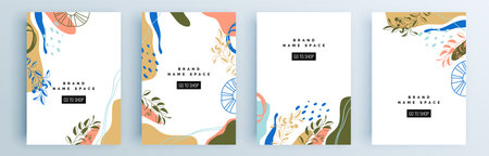 Modern abstract covers set, minimal covers design. Colorful geometric background, vector illustration.のイラスト素材