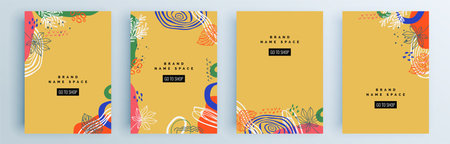 Modern abstract covers set, minimal covers design. Colorful geometric background, vector illustration.のイラスト素材