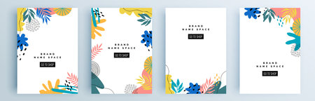 Modern abstract covers set, minimal covers design. Colorful geometric background, vector illustration.のイラスト素材