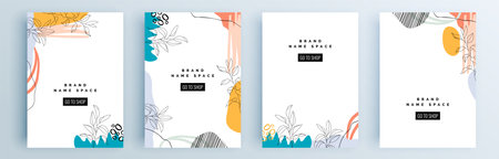 Modern abstract covers set, minimal covers design. Colorful geometric background, vector illustration.のイラスト素材