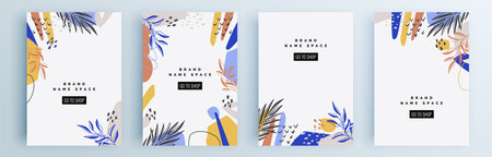 Modern abstract covers set, minimal covers design. Colorful geometric background, vector illustration.のイラスト素材