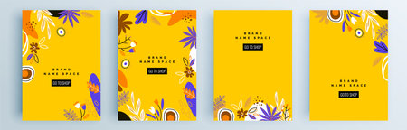 Modern abstract covers set, minimal covers design. Colorful geometric background, vector illustration.のイラスト素材