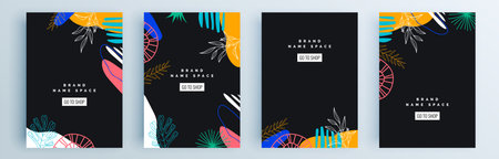 Modern abstract covers set, minimal covers design. Colorful geometric background, vector illustration.のイラスト素材
