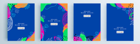 Modern abstract covers set, minimal covers design. Colorful geometric background, vector illustration.のイラスト素材