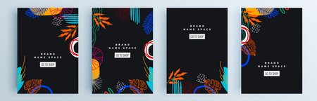 Modern abstract covers set, minimal covers design. Colorful geometric background, vector illustration.のイラスト素材