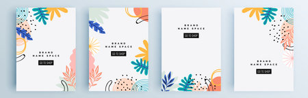Modern abstract covers set, minimal covers design. Colorful geometric background, vector illustration.のイラスト素材
